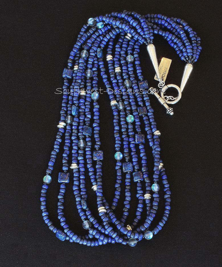 Blue quartz pyrite beaded necklace – FollowTheShine